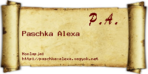 Paschka Alexa névjegykártya